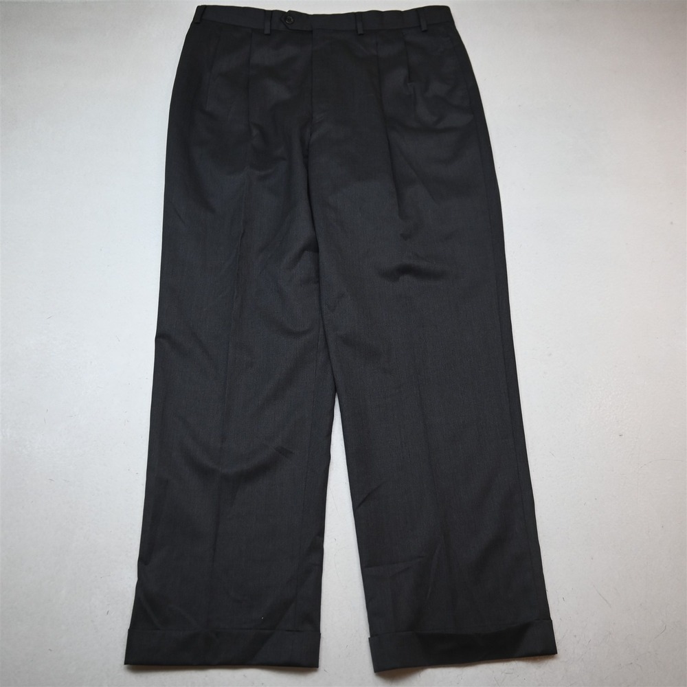 Lauren Ralph Lauren 36x32 Gray Wool Cashmere Pleated Cuffed Classic Dress Pants